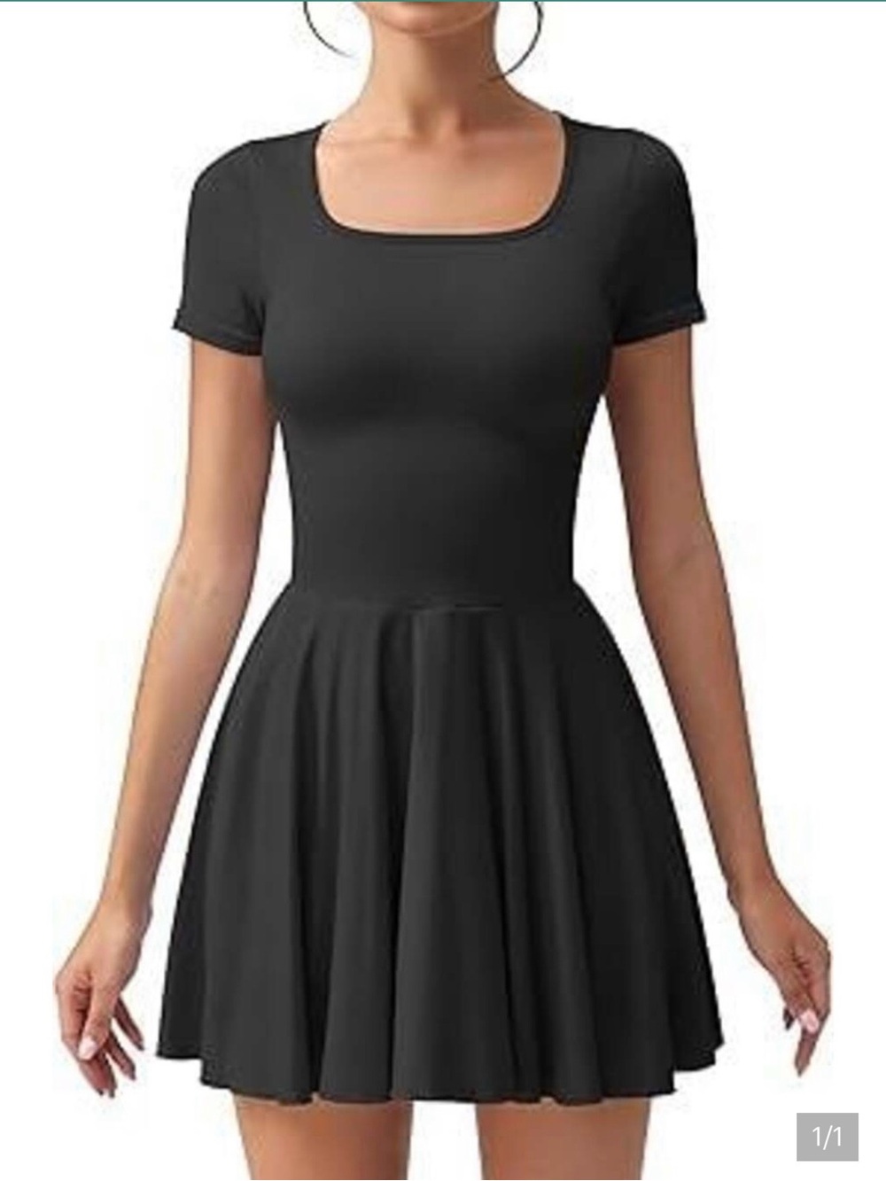 NWOT OQQ Black Ribbed Mini Dress Ruffled Hem w/ Attached Shorts Smoothing Sexy